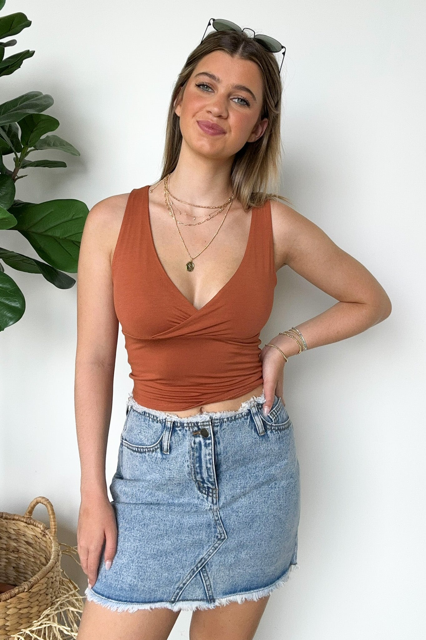  Definite Darling V-neck Surplice Cami Tank Top - Madison and Mallory