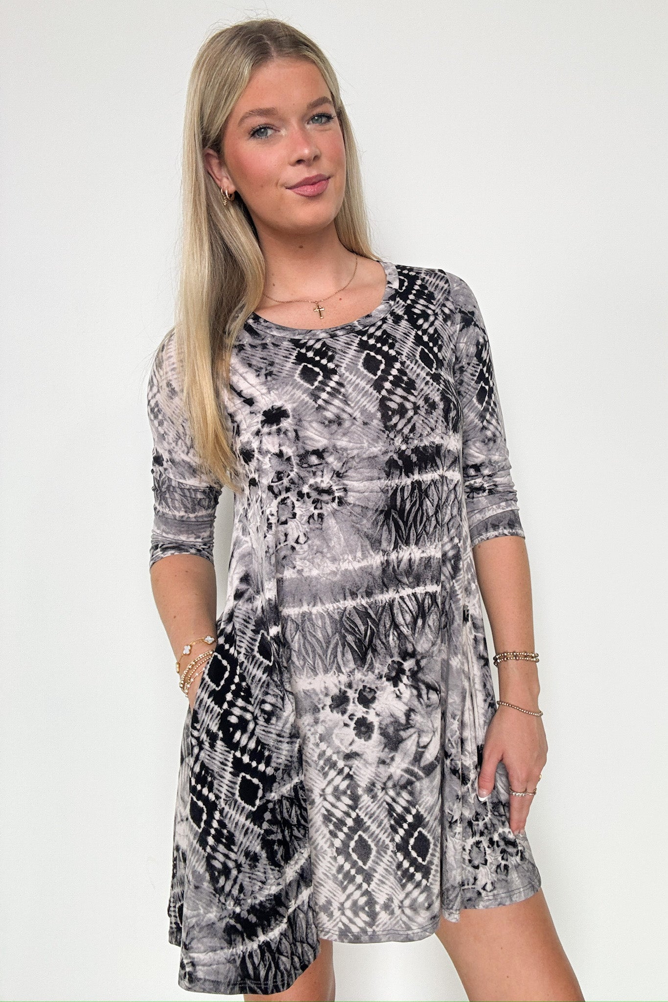 Charcoal / S Definite Drama Abstract Print Shift Dress - FINAL SALE - Madison and Mallory