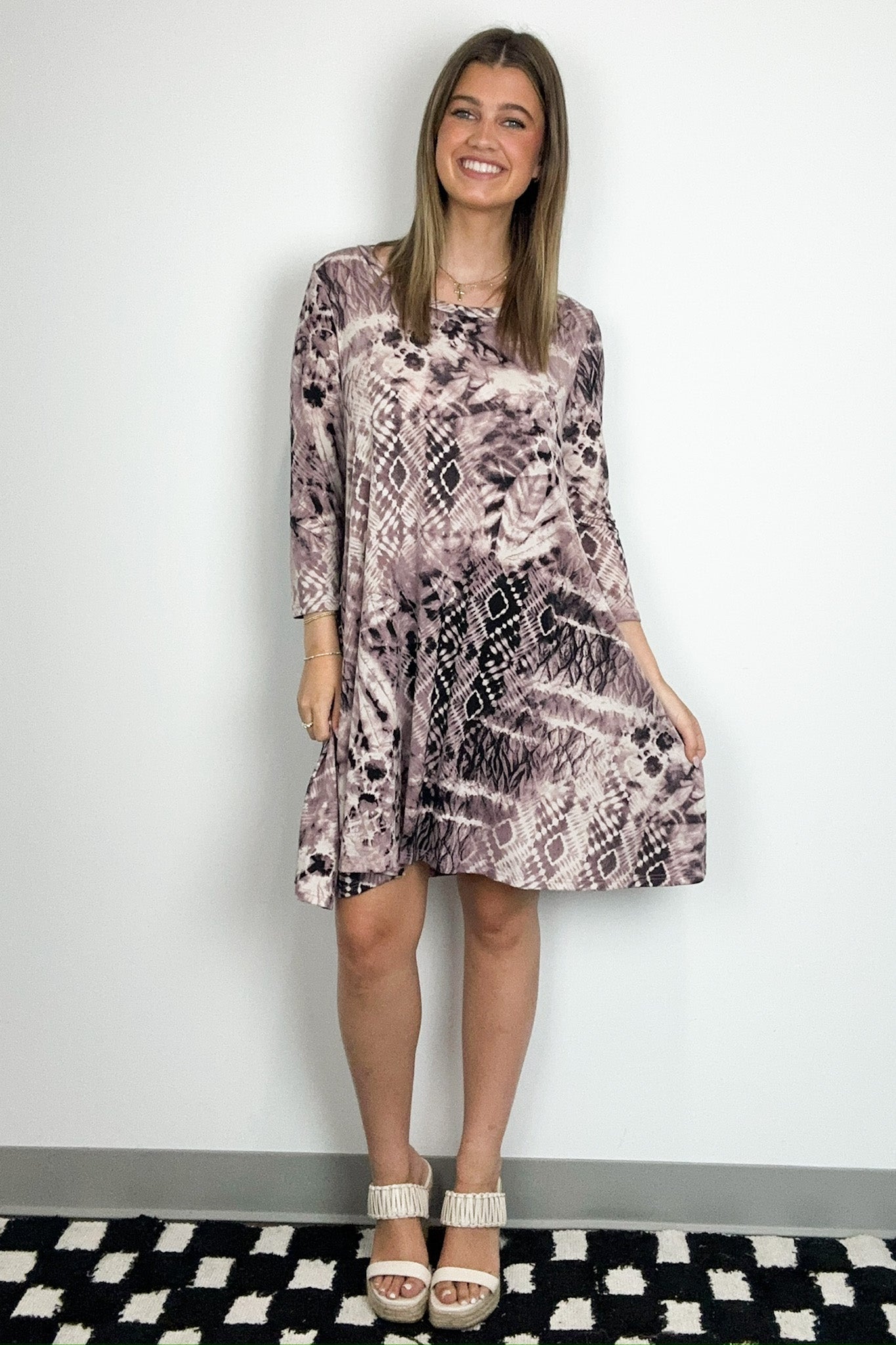 Plum / S Definite Drama Abstract Print Shift Dress - FINAL SALE - Madison and Mallory