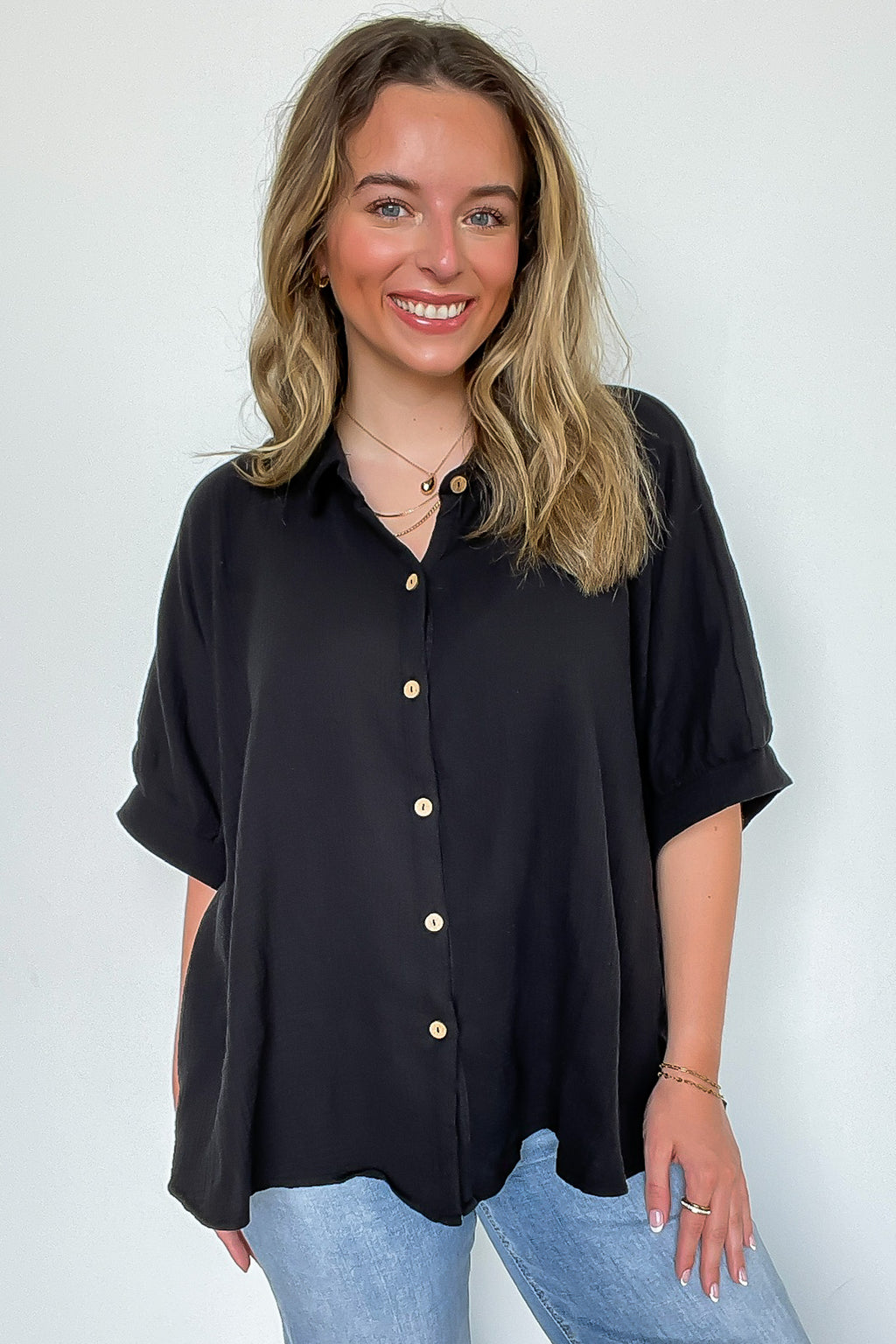 Delaney Double Gauze Button Down Top - FINAL SALE - Madison and Mallory