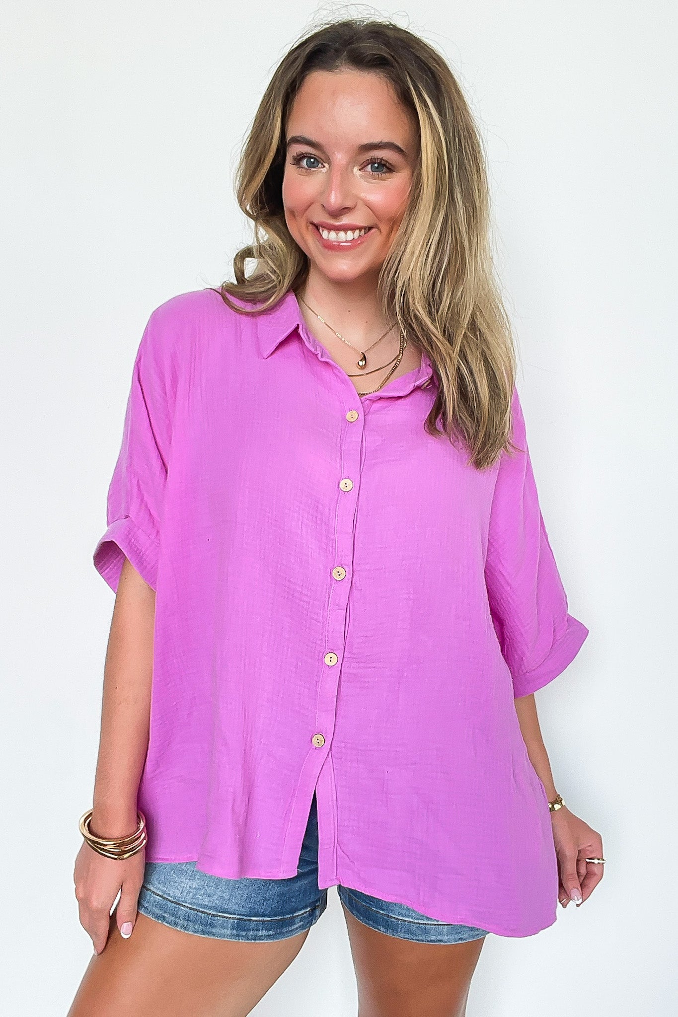 Delaney Double Gauze Button Down Top - FINAL SALE - Madison and Mallory