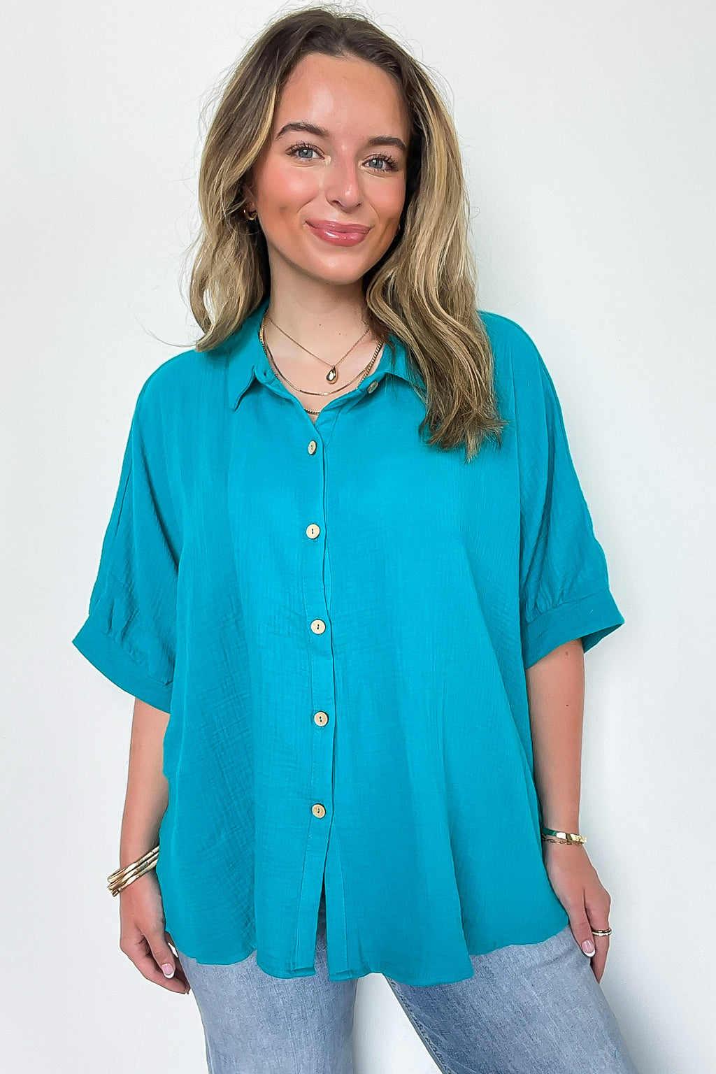 Delaney Double Gauze Button Down Top - FINAL SALE - Madison and Mallory