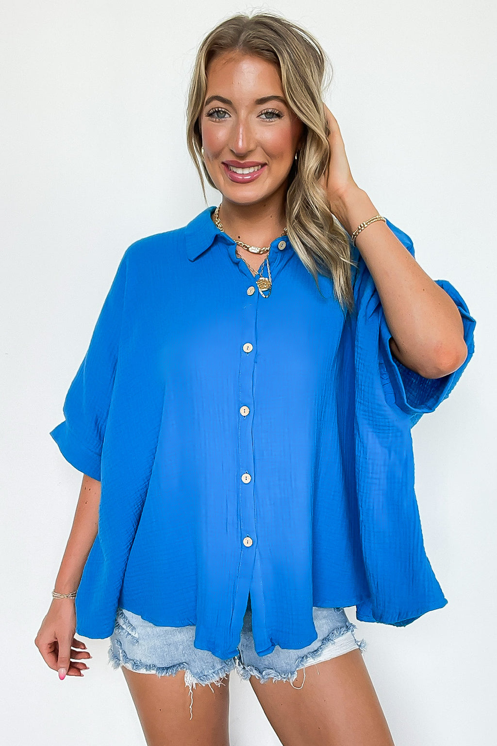 Delaney Double Gauze Button Down Top - FINAL SALE - Madison and Mallory
