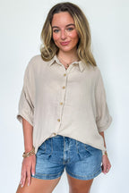 Delaney Double Gauze Button Down Top - FINAL SALE - Madison and Mallory
