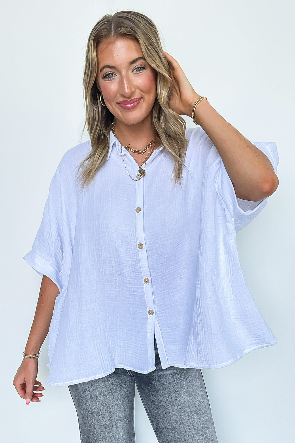 Delaney Double Gauze Button Down Top - FINAL SALE - Madison and Mallory