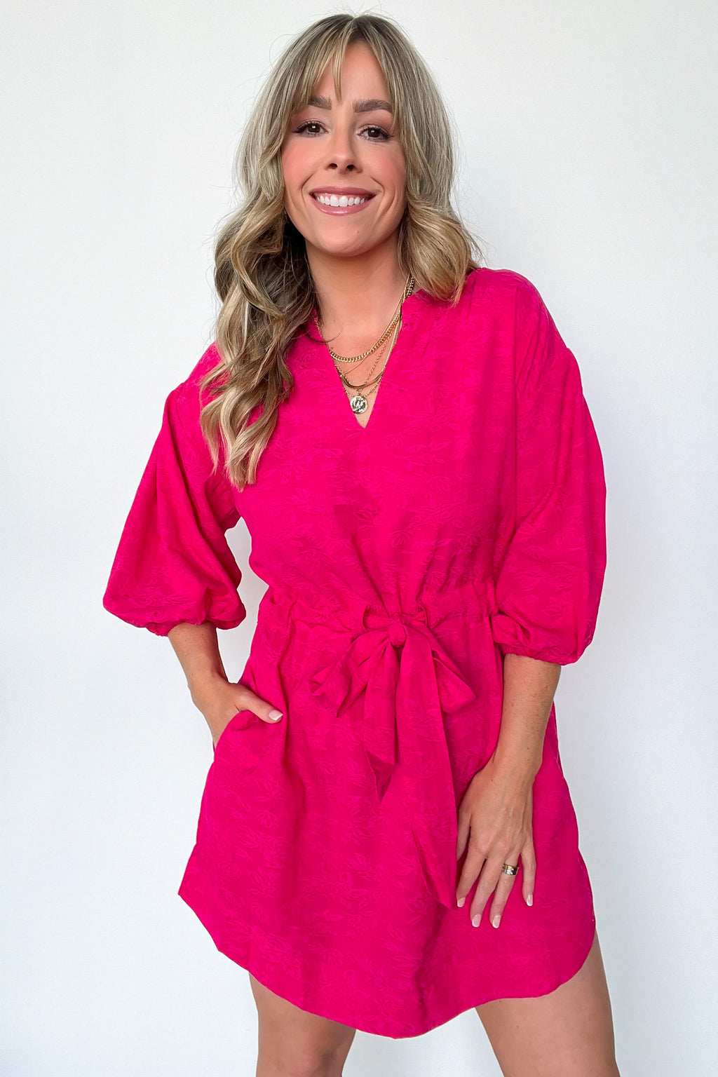  Delicate Sweetness V-Neck Tie Waist Dress - FINAL SALE - Madison and Mallory
