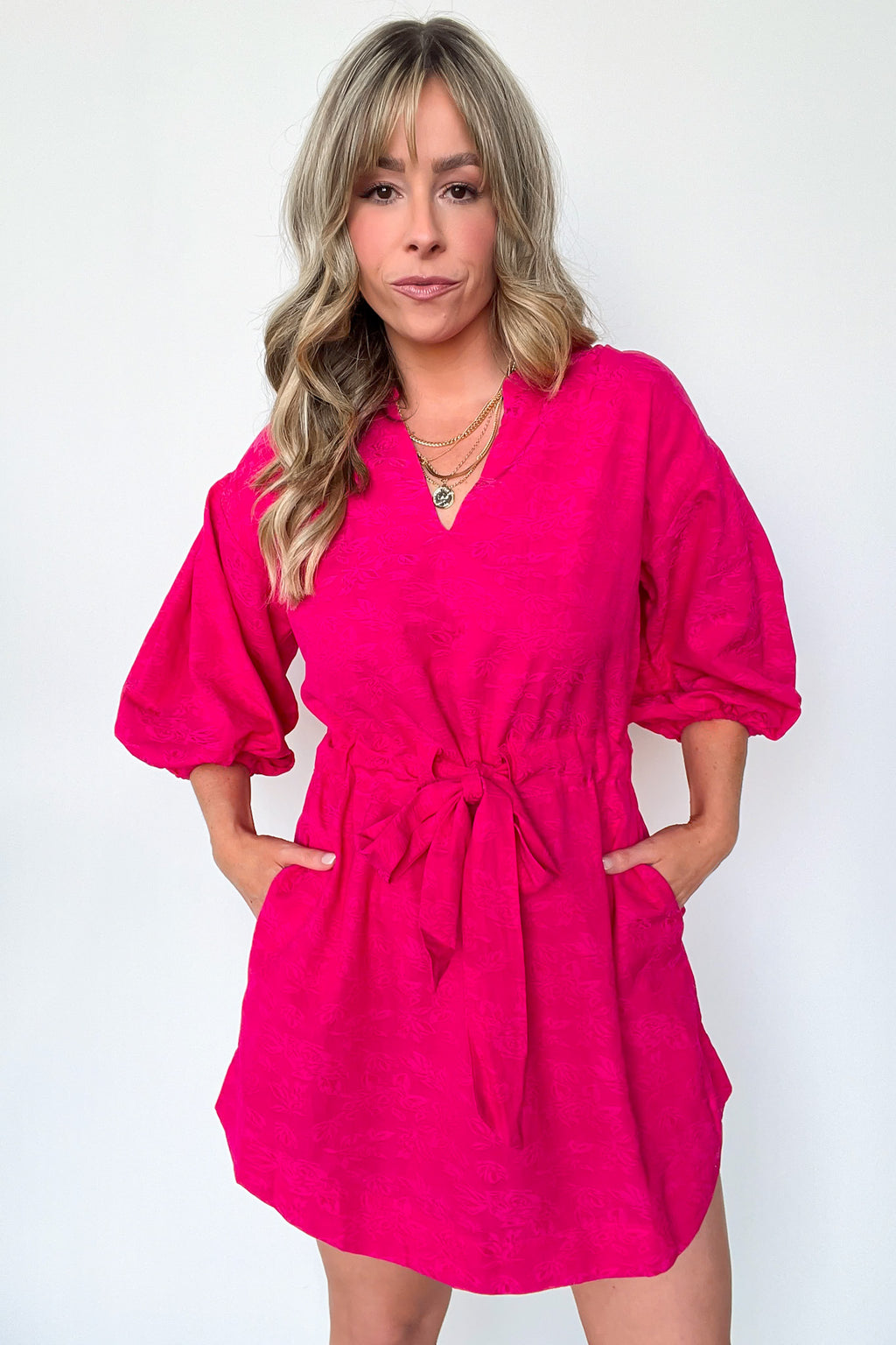  Delicate Sweetness V-Neck Tie Waist Dress - FINAL SALE - Madison and Mallory