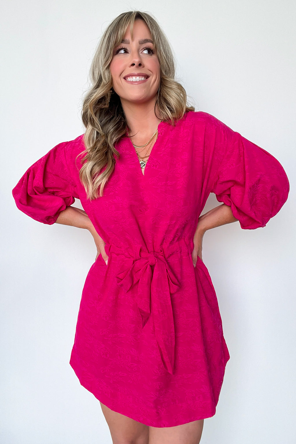  Delicate Sweetness V-Neck Tie Waist Dress - FINAL SALE - Madison and Mallory