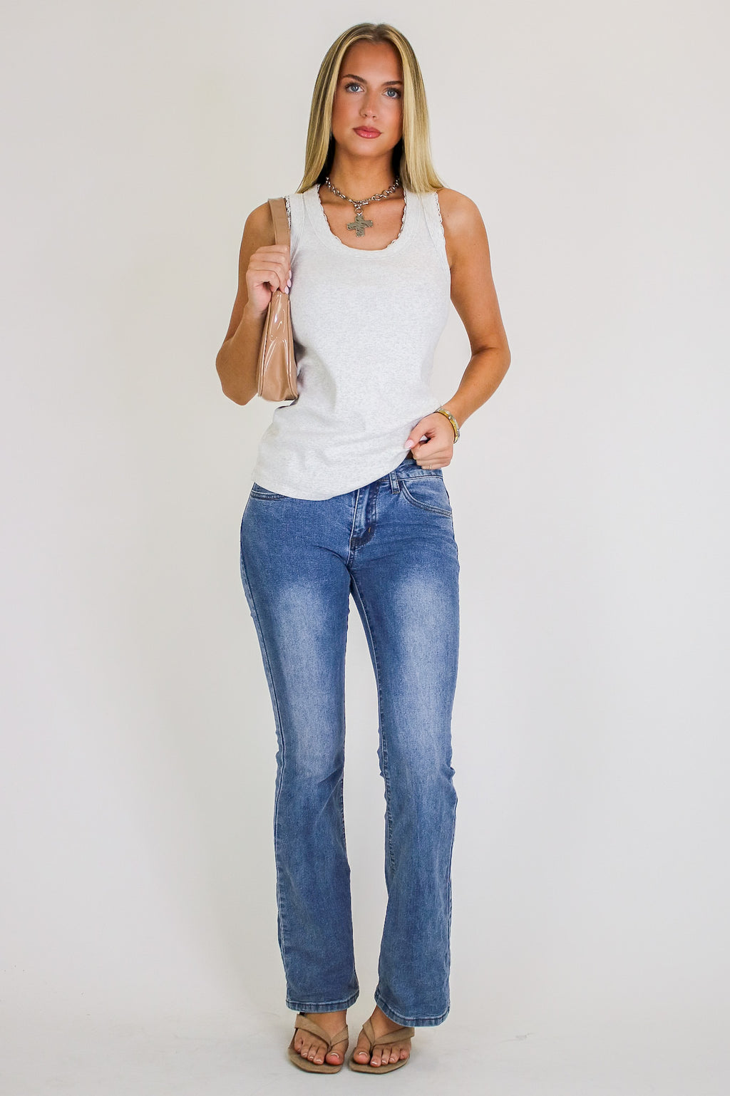 Delicate Lace Trim Ribbed Tank Top - Madison and Mallory
