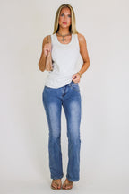 Delicate Lace Trim Ribbed Tank Top - Madison and Mallory