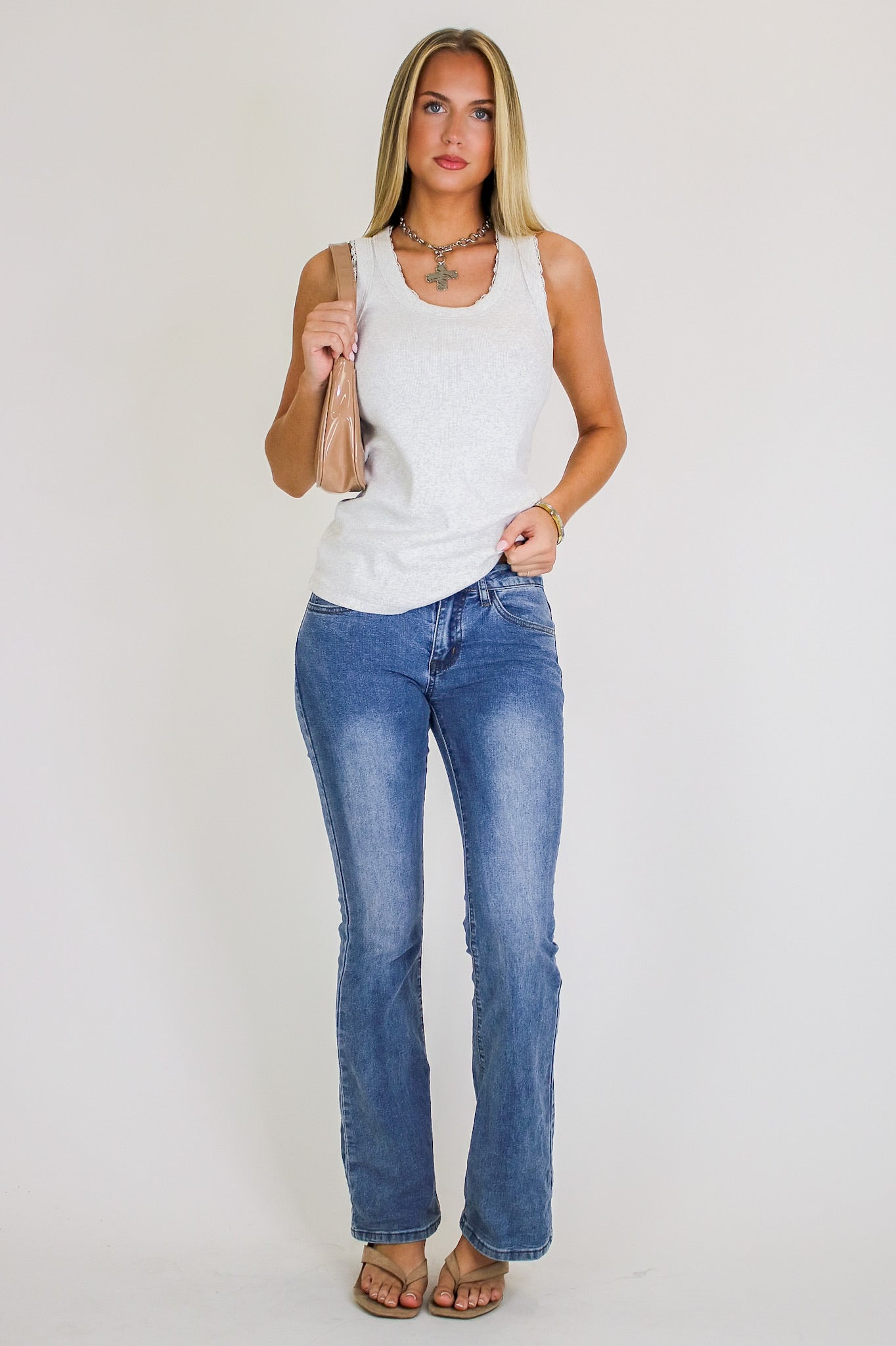 Delicate Lace Trim Ribbed Tank Top - Madison and Mallory