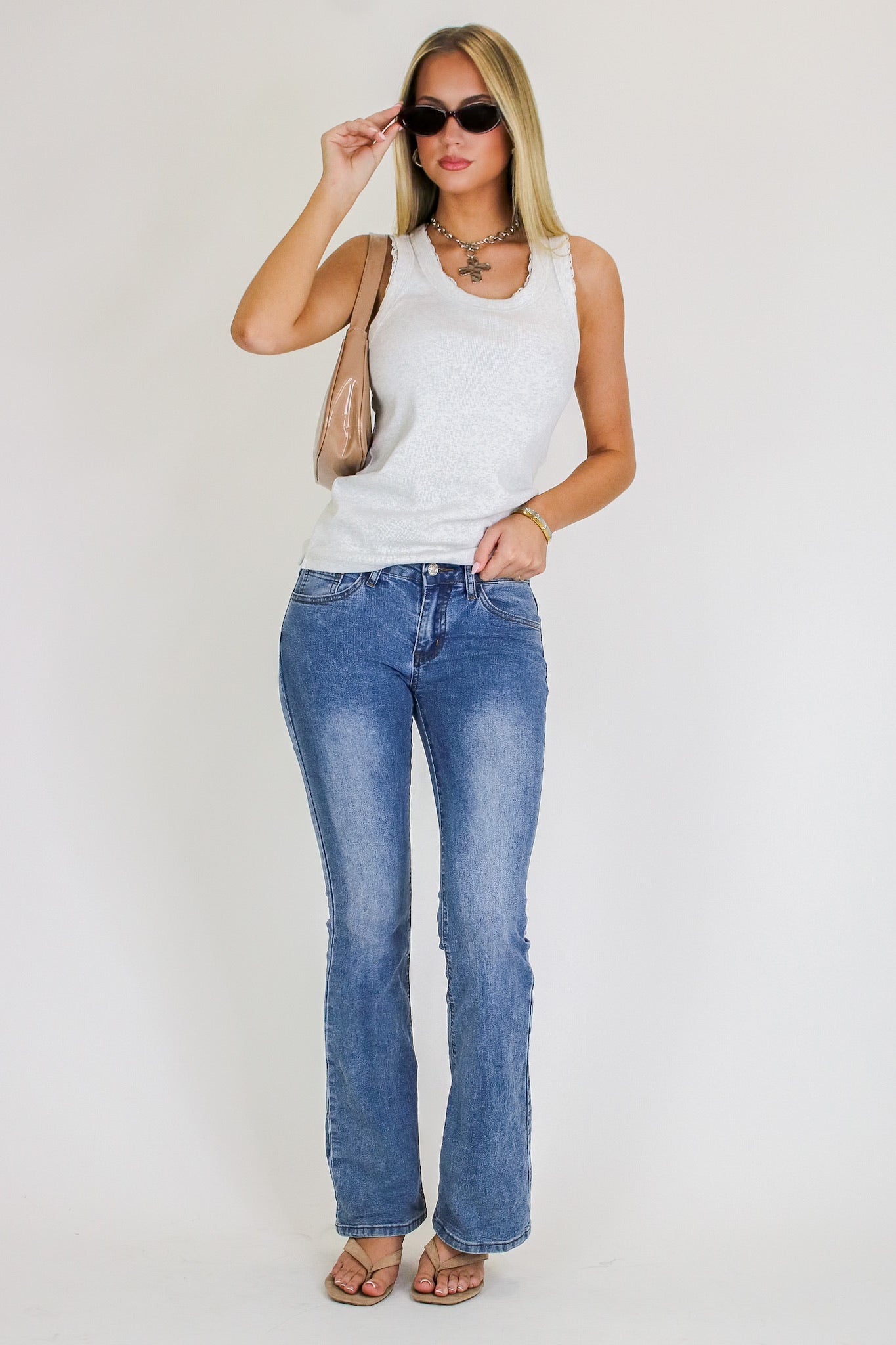 Delicate Lace Trim Ribbed Tank Top - Madison and Mallory