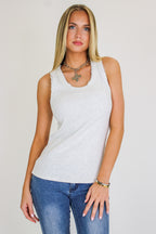 Delicate Lace Trim Ribbed Tank Top - Madison and Mallory