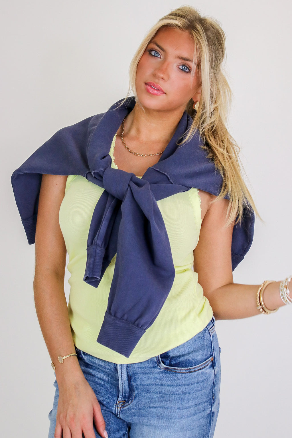 Delicate Lace Trim Ribbed Tank Top - Madison and Mallory