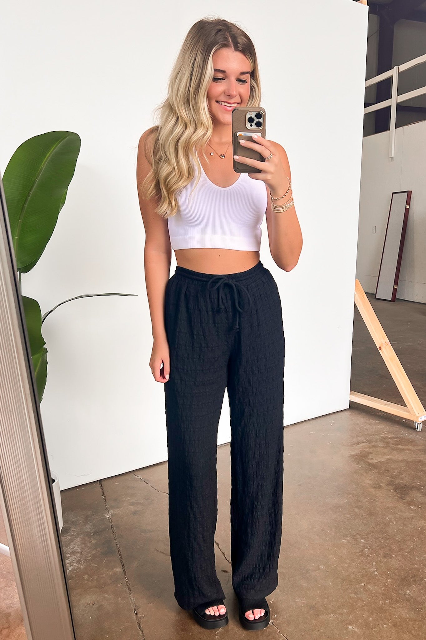  Delightful Approach High Waist Textured Knit Pants - Madison and Mallory