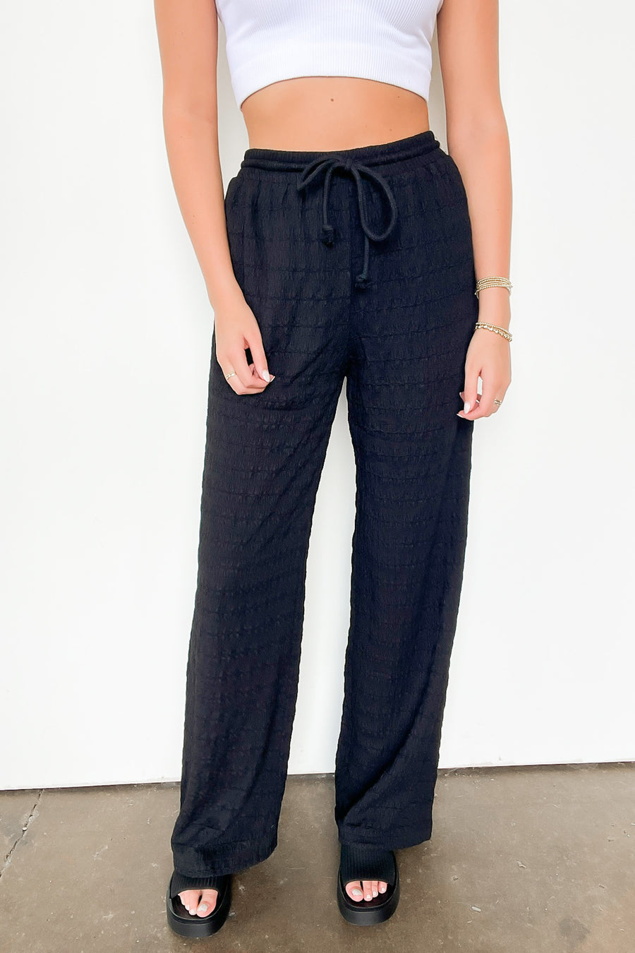  Delightful Approach High Waist Textured Knit Pants - Madison and Mallory