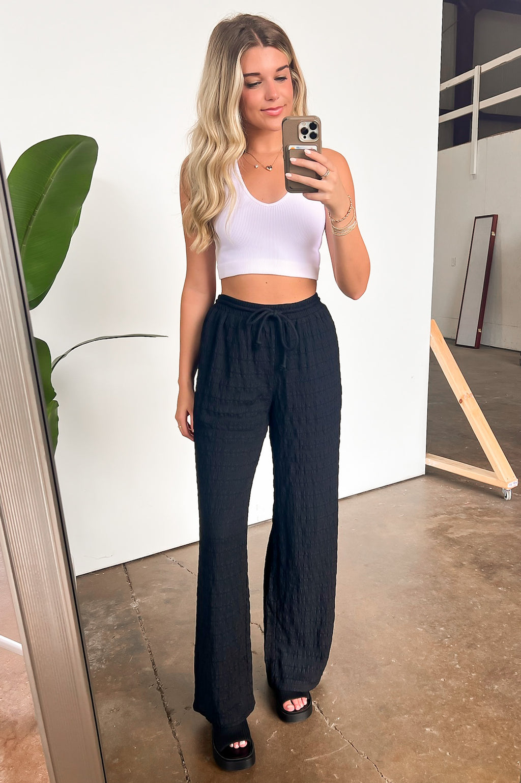  Delightful Approach High Waist Textured Knit Pants - FINAL SALE - Madison and Mallory