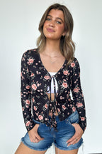 Delightful Aspect Floral Print Tie Front Cardigan - FINAL SALE - Madison and Mallory