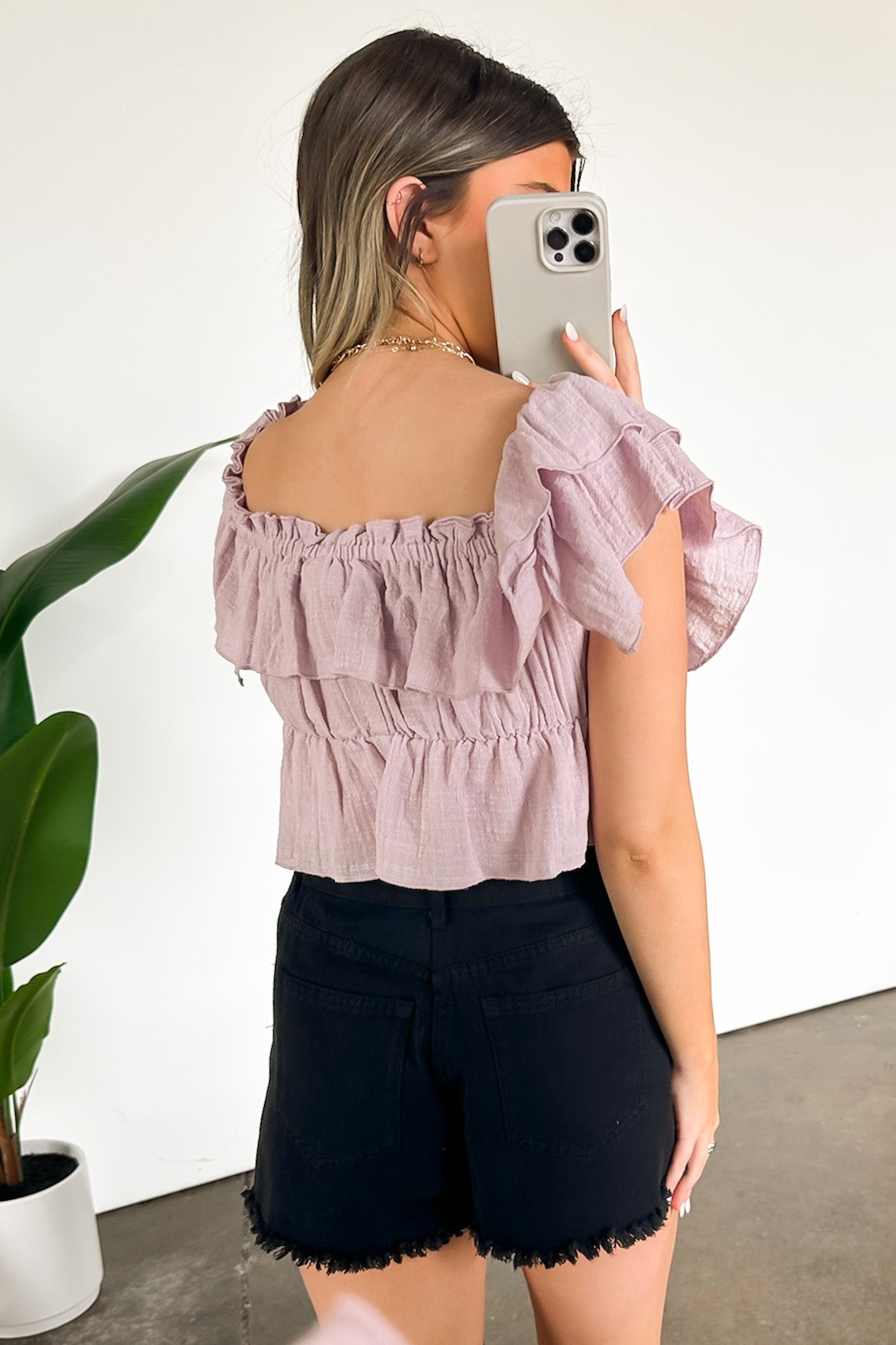  Delightful Design Front Tie Ruffle Top - Madison and Mallory