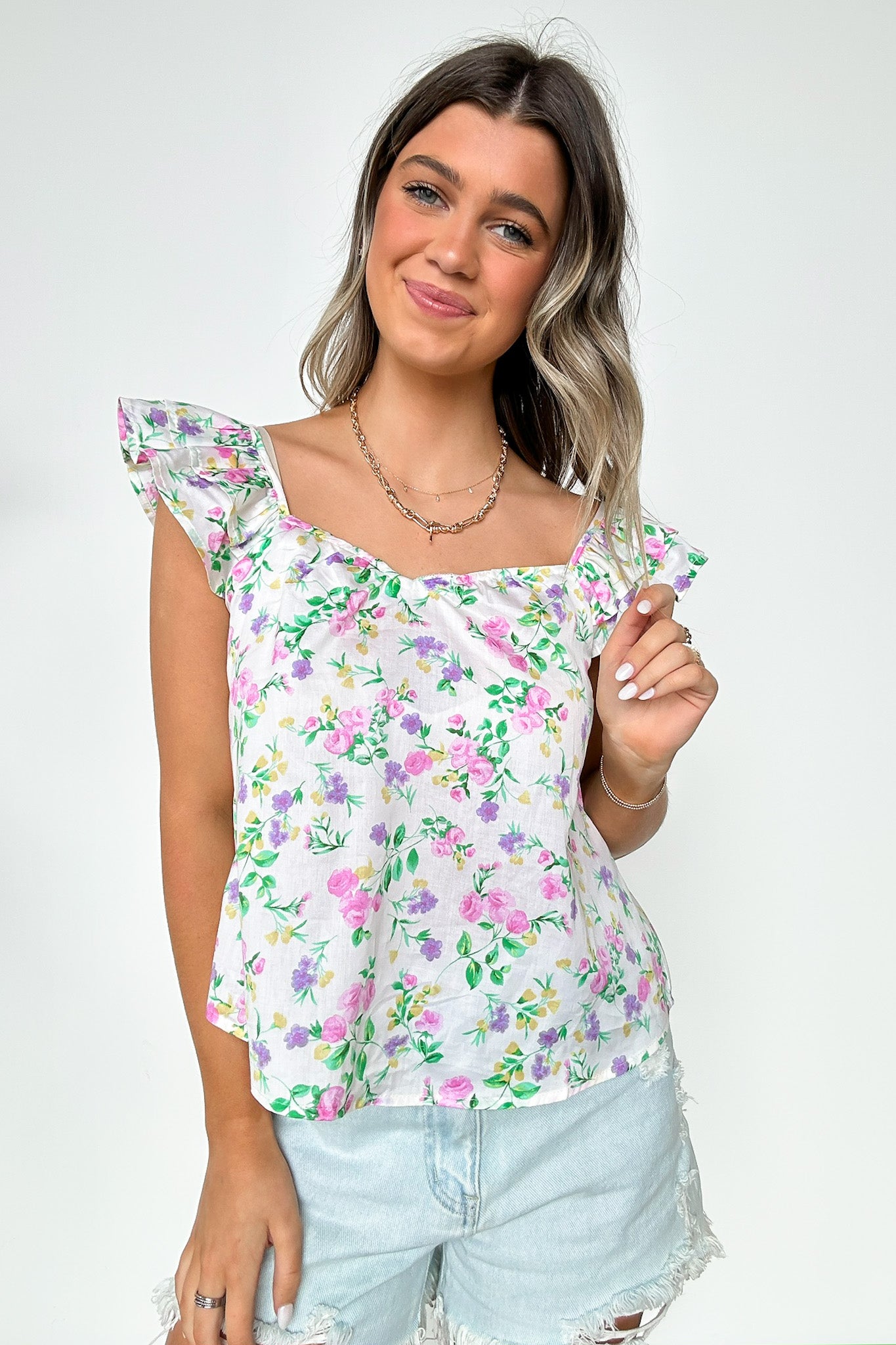  Delightful Expression Floral Sweetheart Tank Top - FINAL SALE - Madison and Mallory