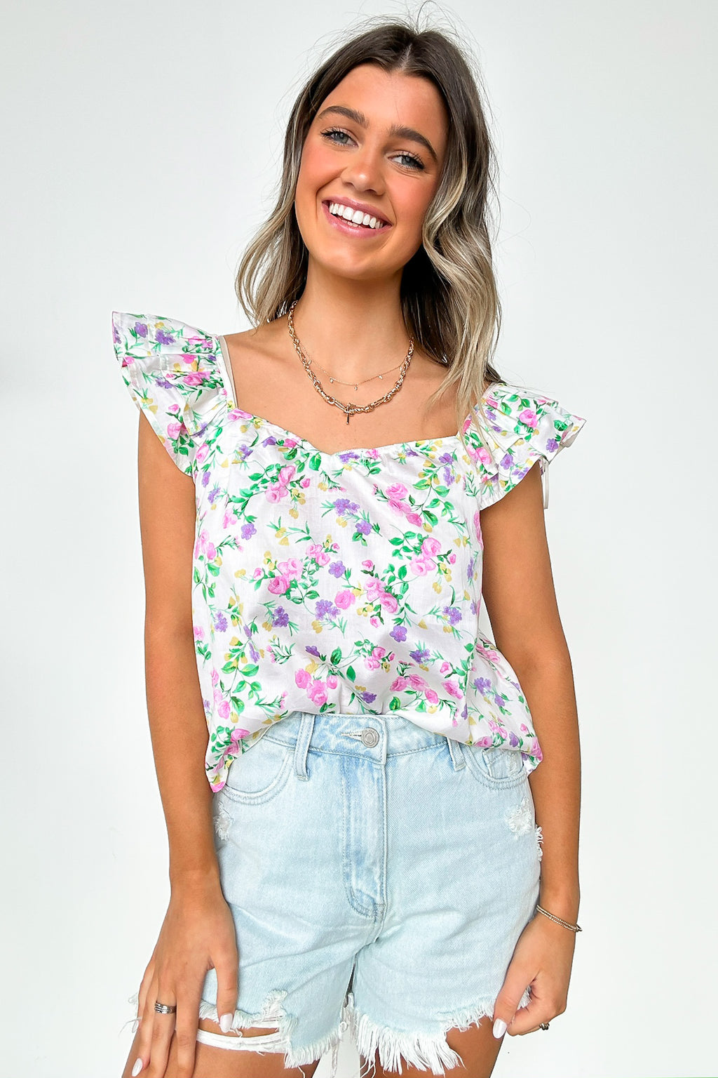  Delightful Expression Floral Sweetheart Tank Top - FINAL SALE - Madison and Mallory