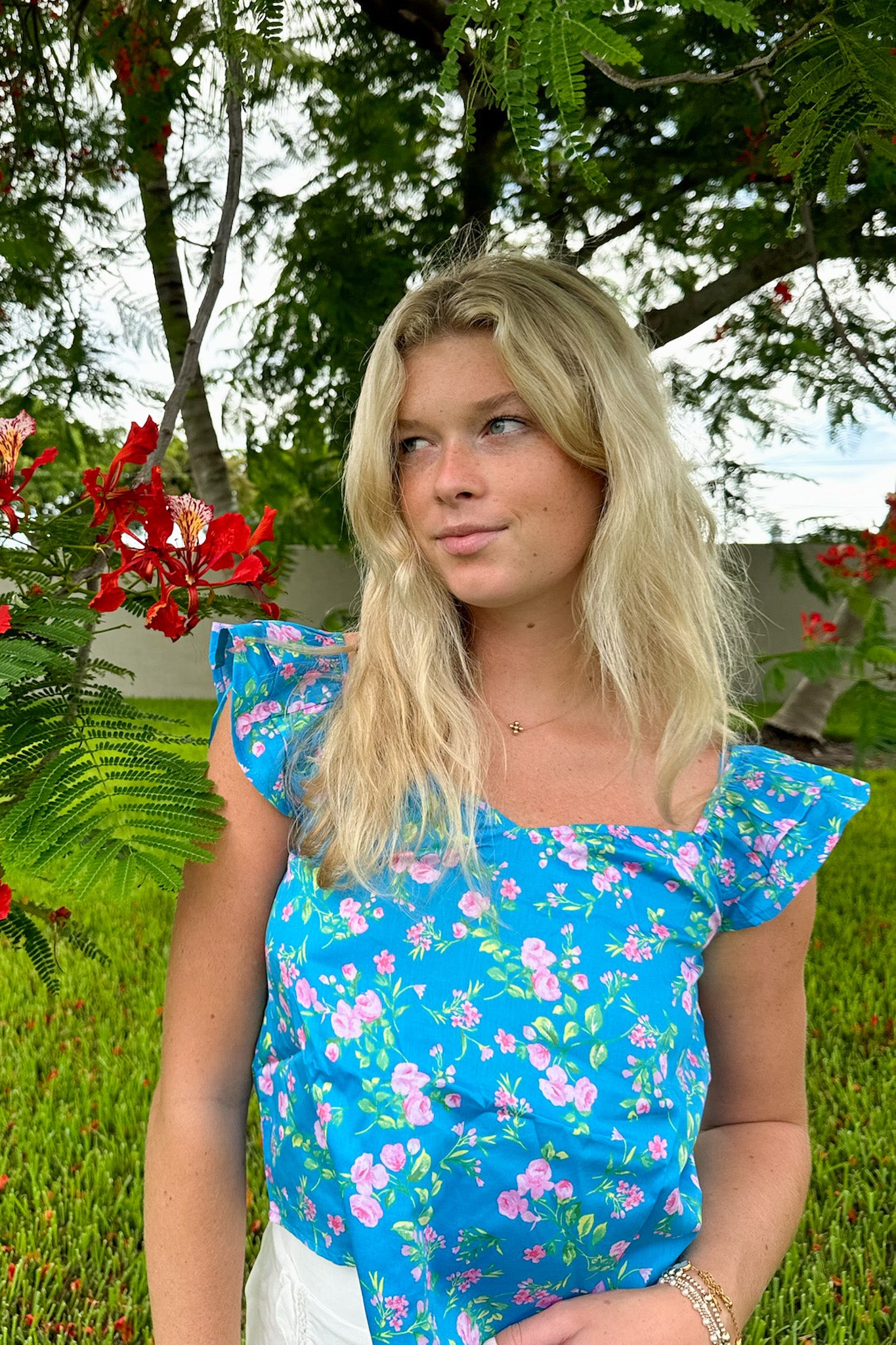  Delightful Expression Floral Sweetheart Tank Top - FINAL SALE - Madison and Mallory