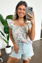 Cream / S Delightful Expression Floral Sweetheart Tank Top - FINAL SALE - Madison and Mallory