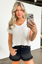 Dellah V-Neck Short Sleeve Top - FINAL SALE - Madison and Mallory