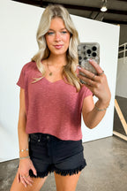 Dellah V-Neck Short Sleeve Top - FINAL SALE - Madison and Mallory