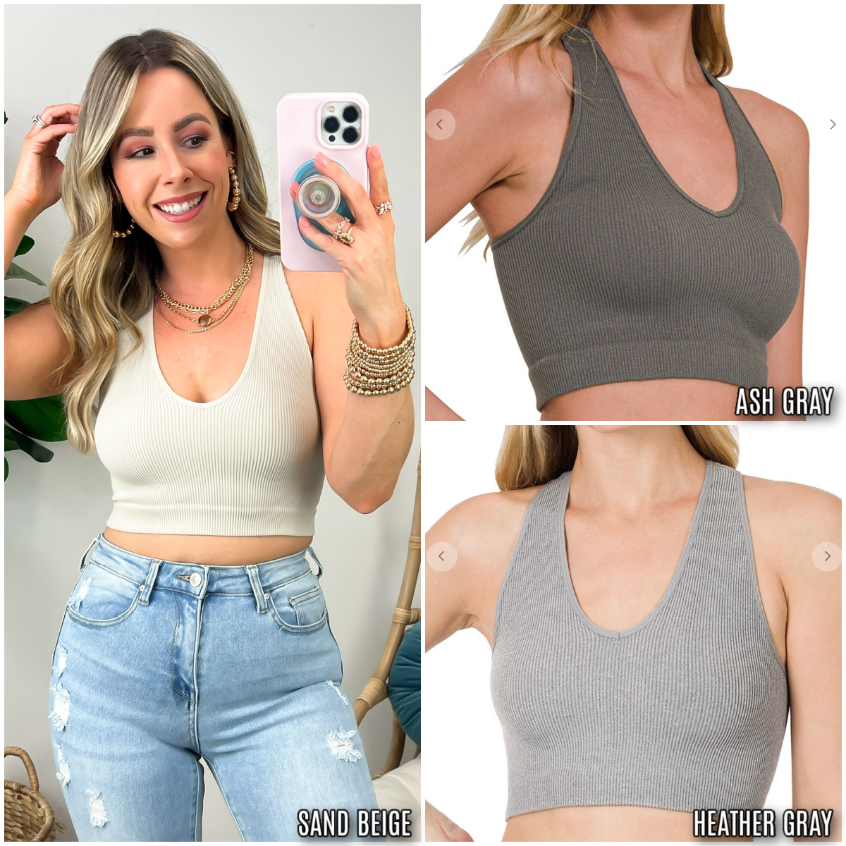 Delmar Ribbed Knit Racerback Bra Top - BACK IN STOCK - Madison and Mallory