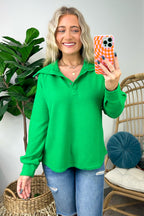  Delora Collared Textured Knit Top - FINAL SALE - Madison and Mallory