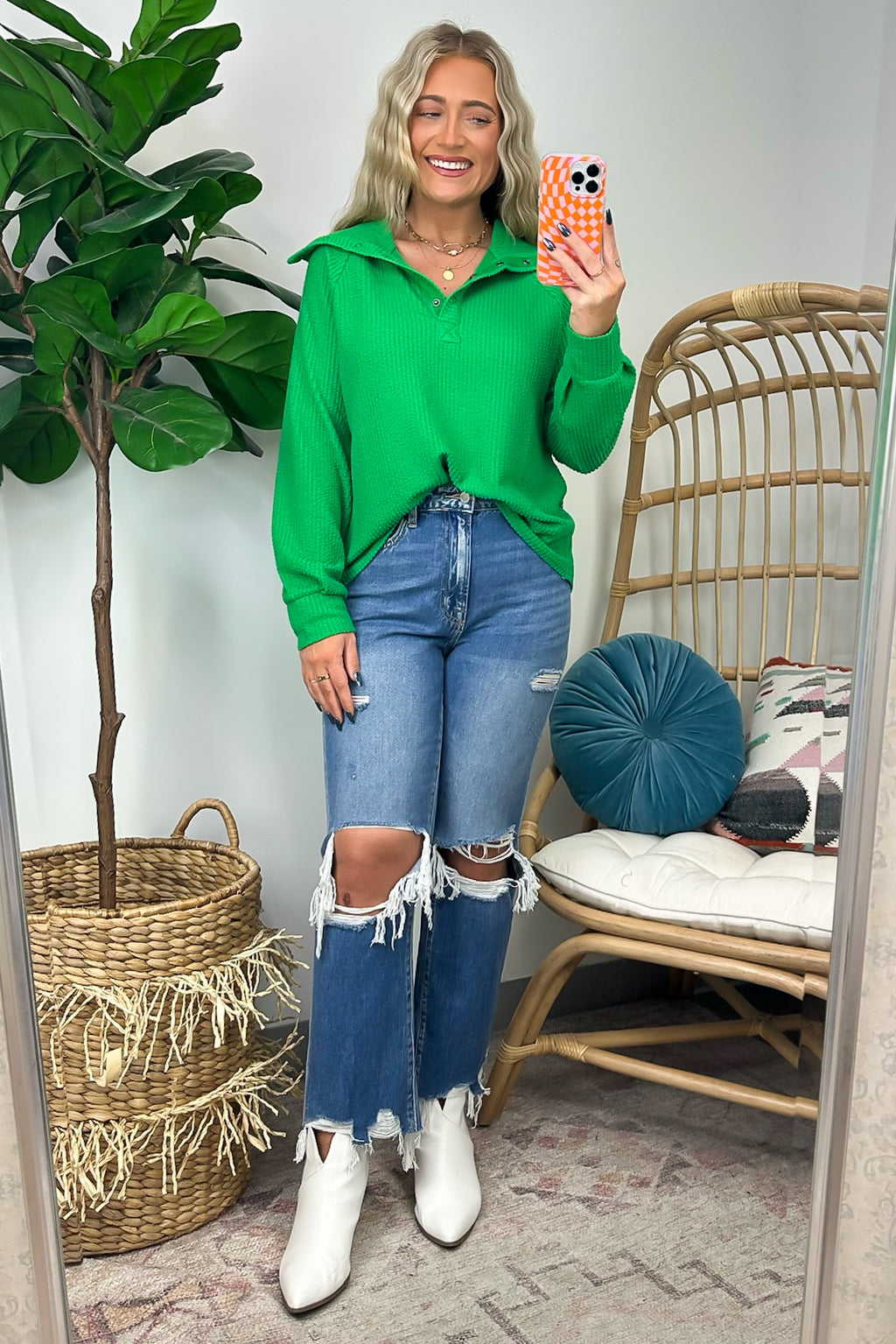  Delora Collared Textured Knit Top - FINAL SALE - Madison and Mallory