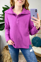  Delora Collared Textured Knit Top - FINAL SALE - Madison and Mallory