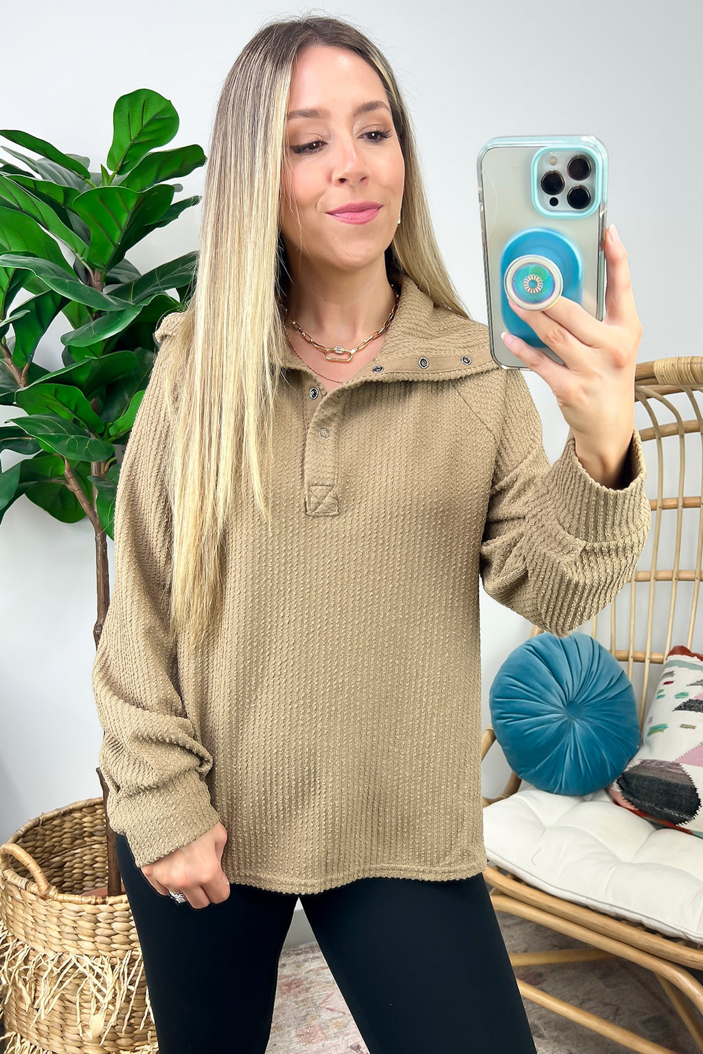  Delora Collared Textured Knit Top - FINAL SALE - Madison and Mallory