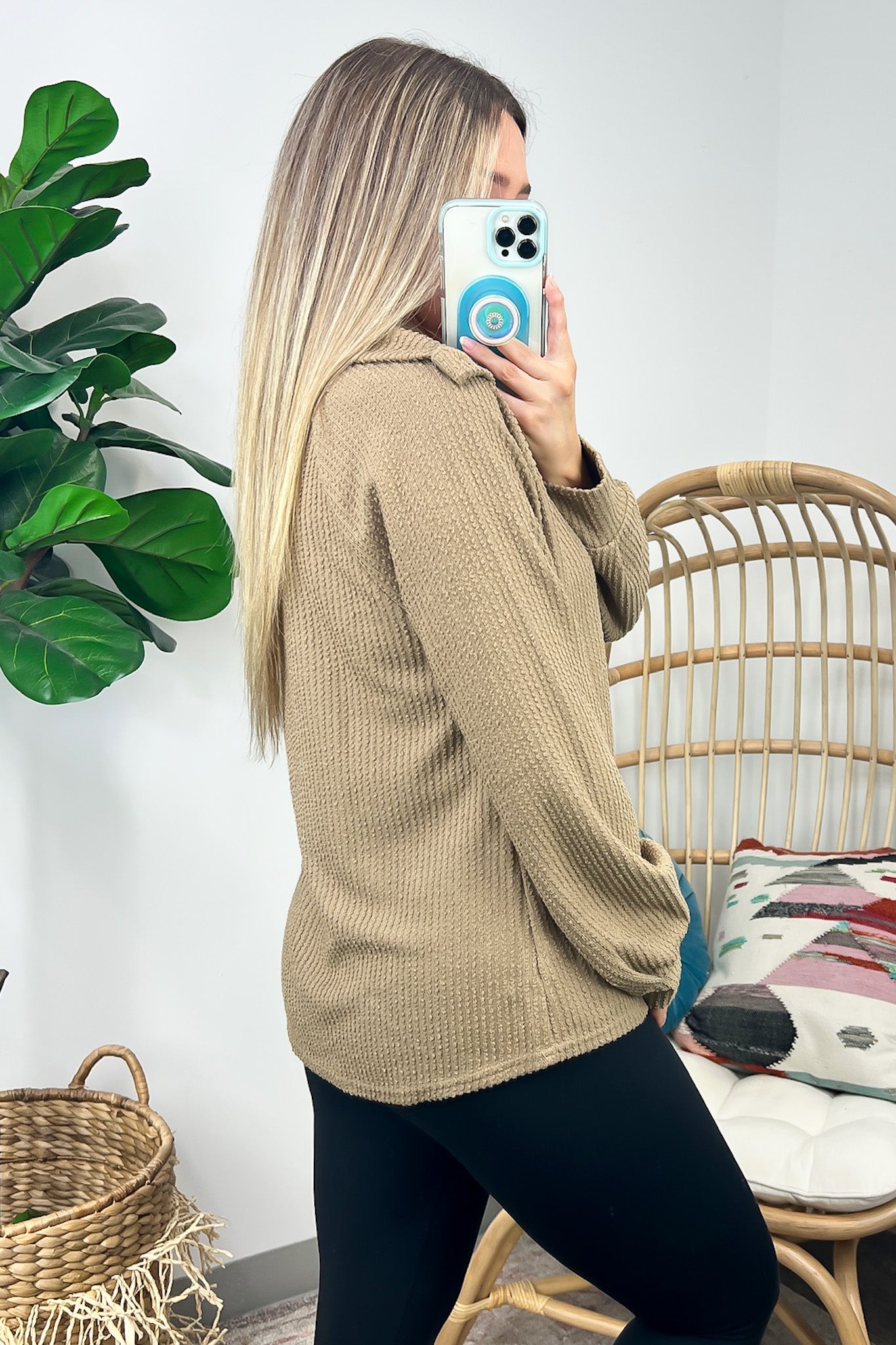  Delora Collared Textured Knit Top - FINAL SALE - Madison and Mallory