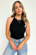 Delphina Ribbed High Neck Tank Top - FINAL SALE - Madison and Mallory