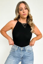 Delphina Ribbed High Neck Tank Top - FINAL SALE - Madison and Mallory