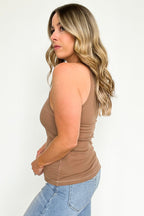 Delphina Ribbed High Neck Tank Top - FINAL SALE - Madison and Mallory
