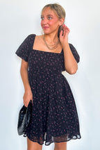 S / Black Deluxe Desire Square Neck Floral Dress - FINAL SALE - Madison and Mallory