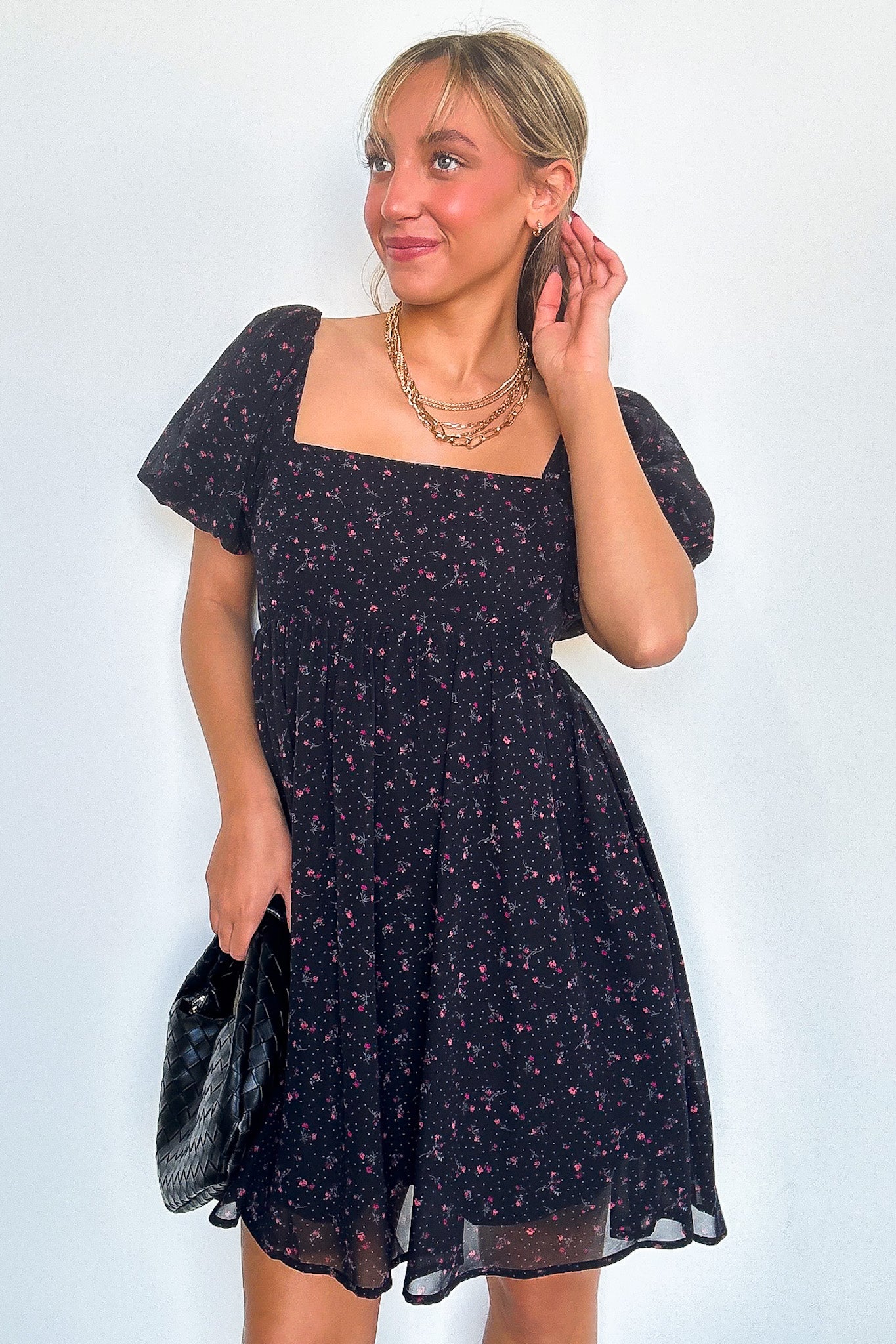 S / Black Deluxe Desire Square Neck Floral Dress - FINAL SALE - Madison and Mallory