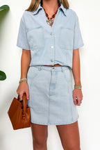Denim Icon Button Down Top - Madison and Mallory