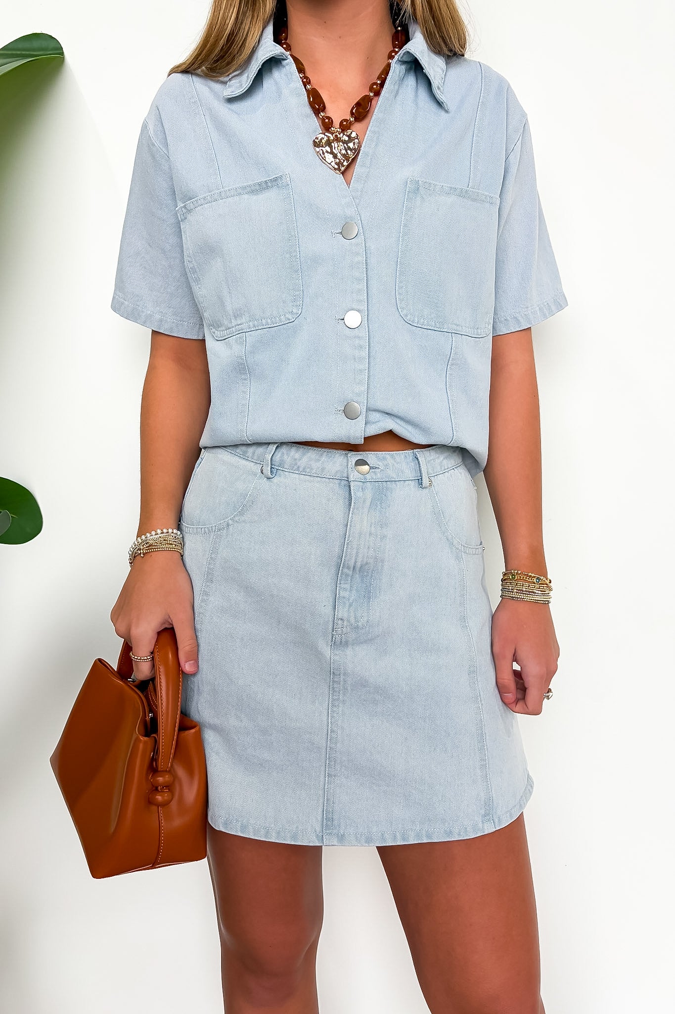 Denim Icon Button Down Top - Madison and Mallory