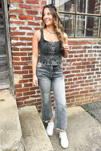 Denim Daze Lace Up Front Sleeveless Denim Top - FINAL SALE - Madison and Mallory