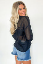  Dennington Short Sleeve Open Knit Button Down Top - FINAL SALE - Madison and Mallory