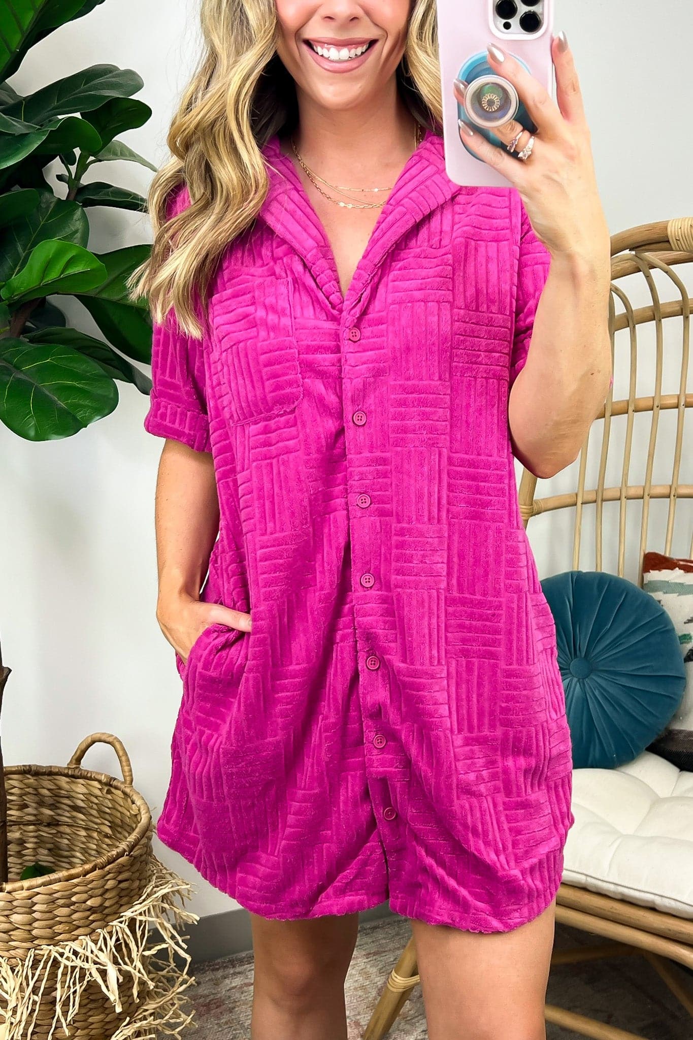  Derica Textured Knit Casual Oversized Mini Dress - FINAL SALE - Madison and Mallory