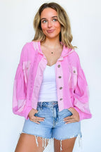 Desert Mornings Thermal Button Down Hooded Shacket - FINAL SALE - Madison and Mallory
