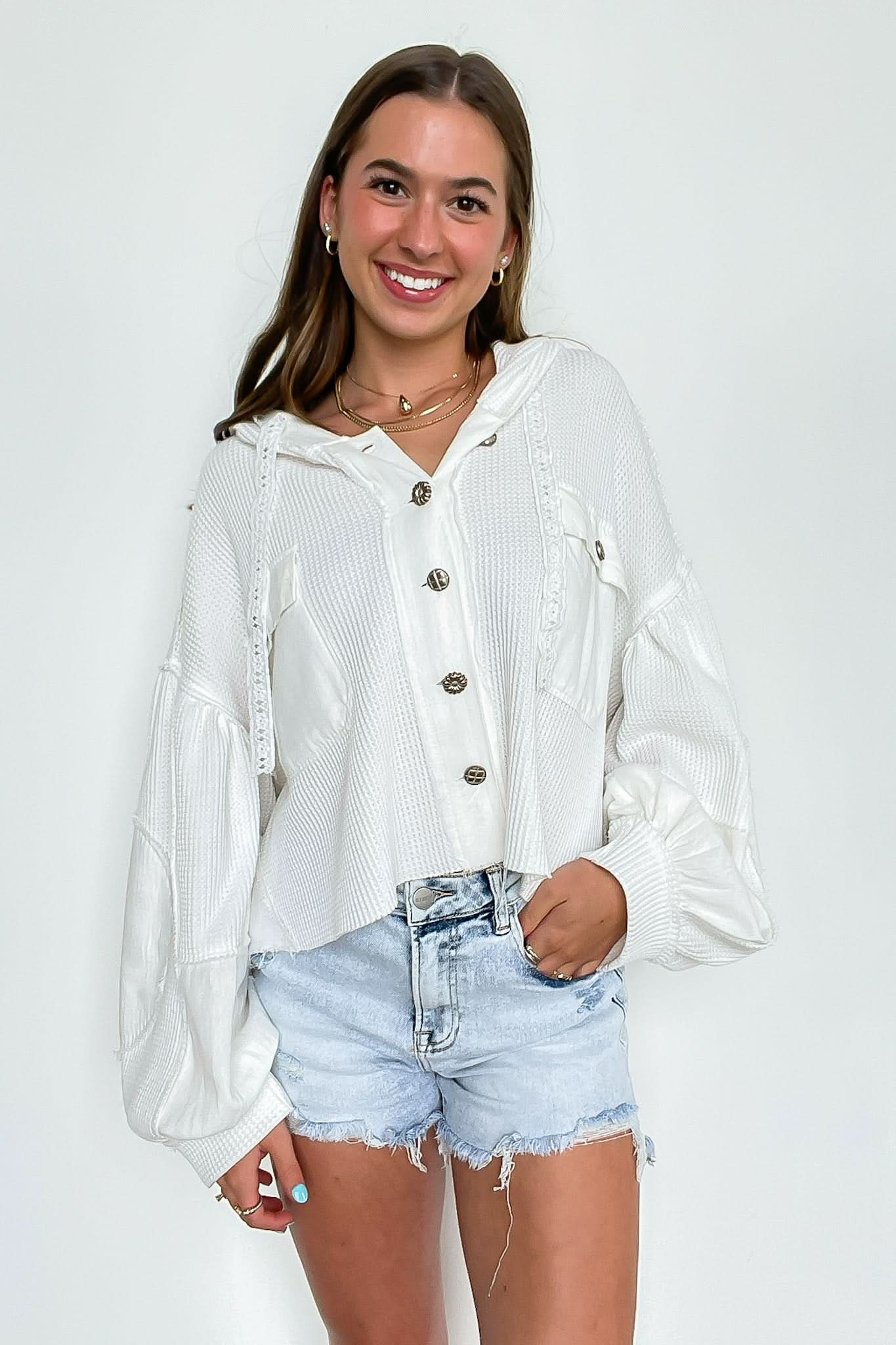 Desert Mornings Thermal Button Down Hooded Shacket - Madison and Mallory