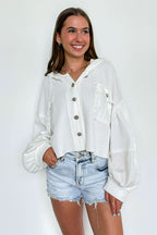 Ivory / S Desert Mornings Thermal Button Down Hooded Shacket - FINAL SALE - Madison and Mallory