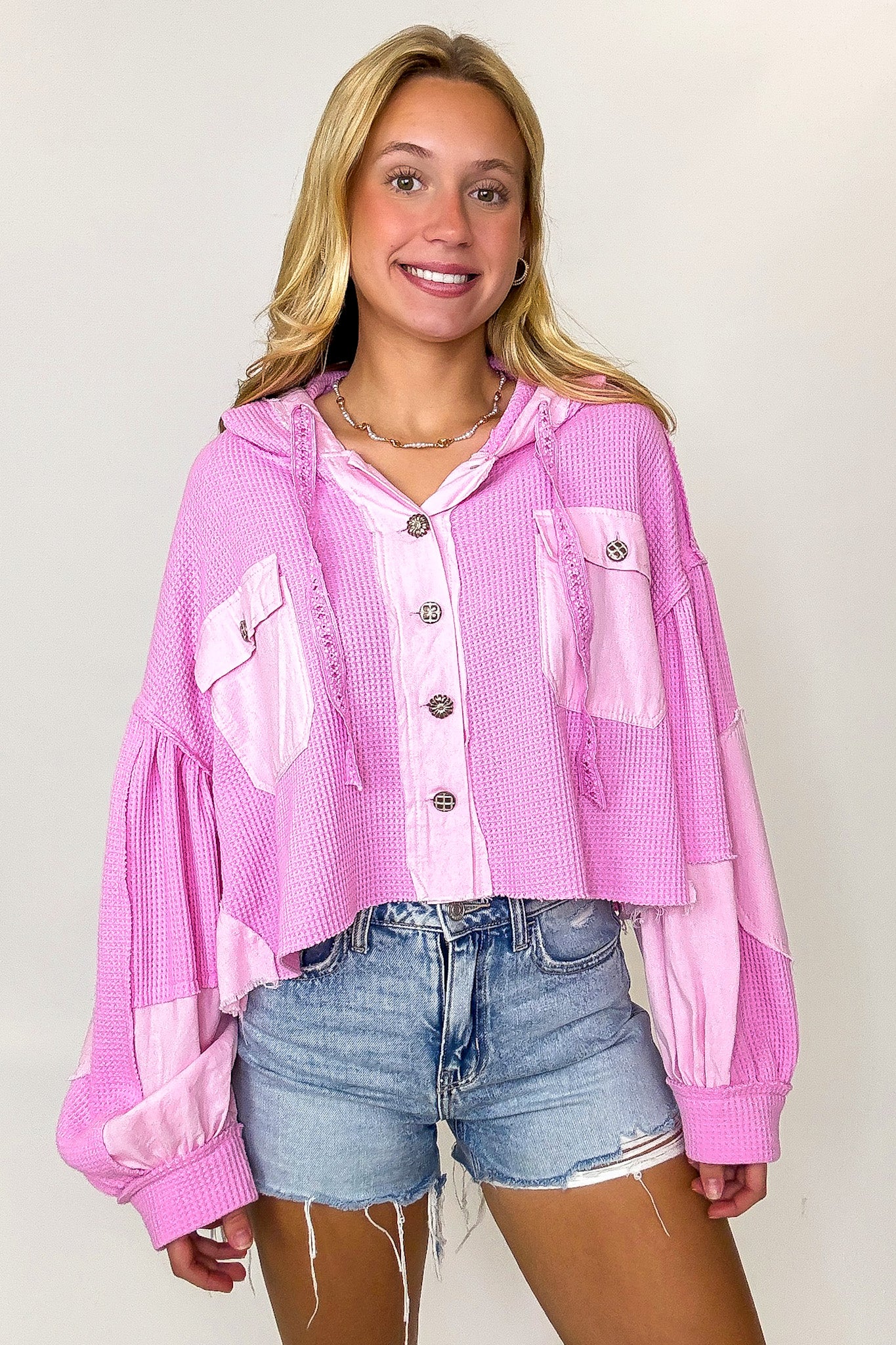 Desert Mornings Thermal Button Down Hooded Shacket - Madison and Mallory