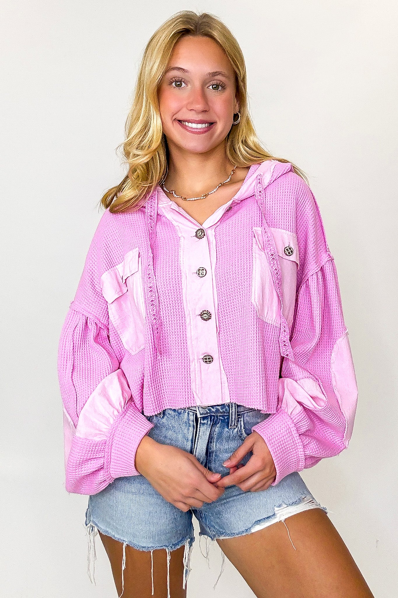 Desert Mornings Thermal Button Down Hooded Shacket - Madison and Mallory